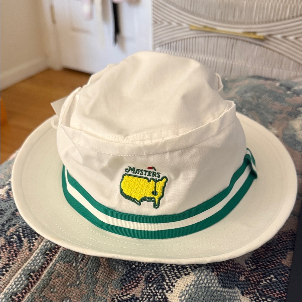 Masters White Hat with Green Stripes